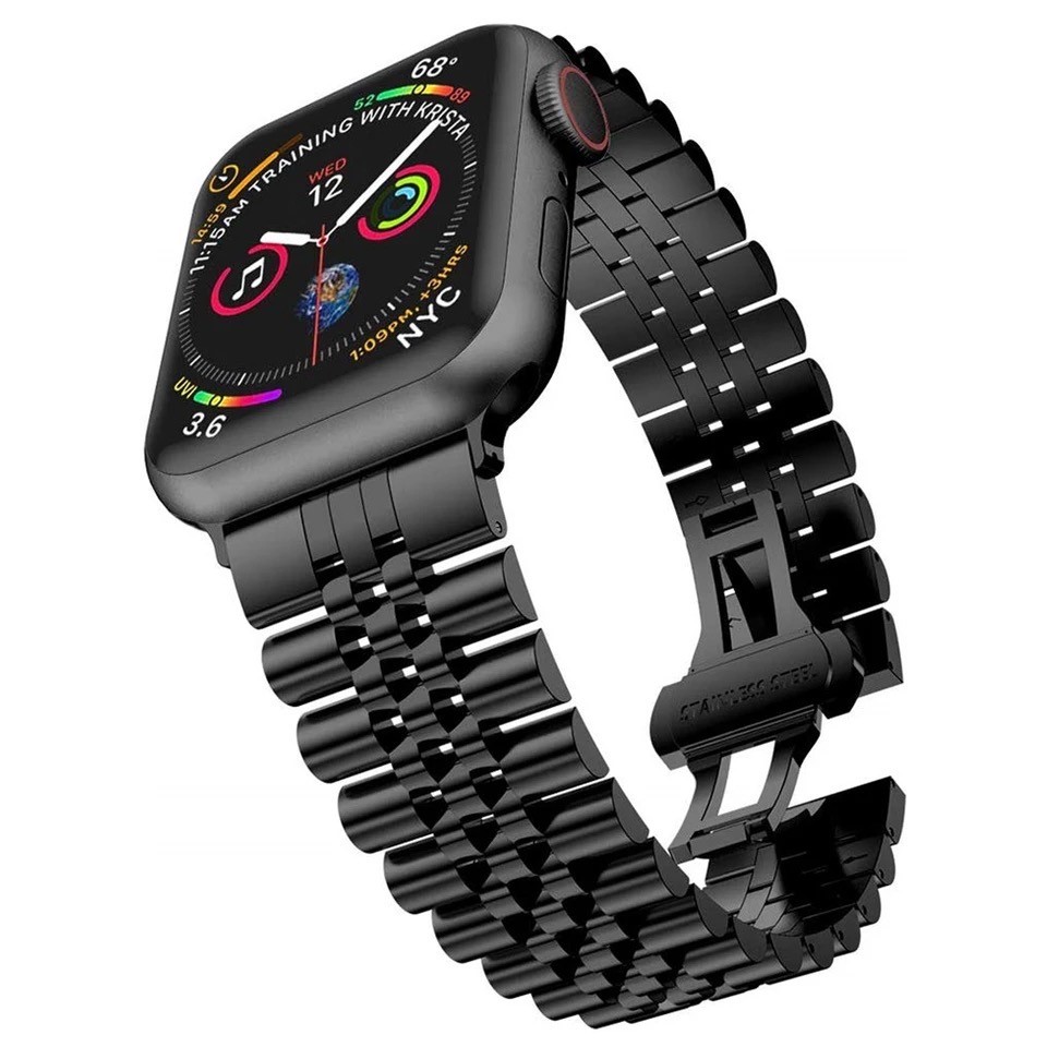 Black Lux Steel Strap For Apple Watch Series 1,2,3,4,5,6,7,SE